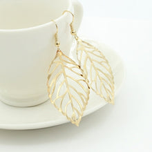 Load image into Gallery viewer, Gold Big Leaf Drop Earrings