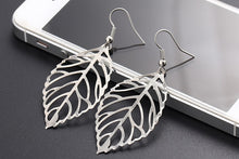 Load image into Gallery viewer, Gold Big Leaf Drop Earrings